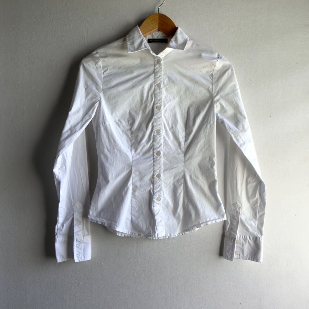 Brandy Melville Slim Fit Button Down Shirt Women One Size White Preppy Coquette